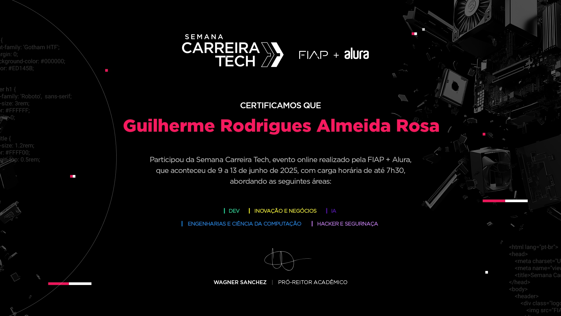 Certificado de Participação FIAP + Alura